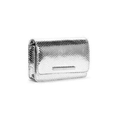 Bolsa Pequena Metalizada Prata Alça Transversal
