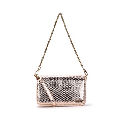 Bolsa Pequena Metalizada Dourada Duas Alças