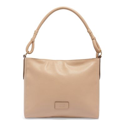 Bolsa Média Couro Floater Alça De Mão Bege