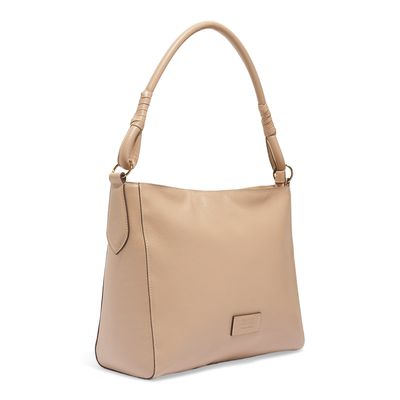 Bolsa Média Couro Floater Alça De Mão Bege