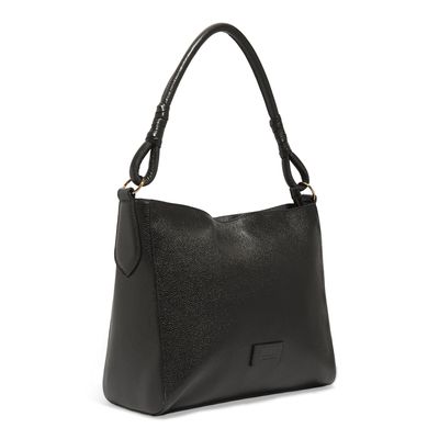 Bolsa Média Couro Floater Alça De Mão Preta