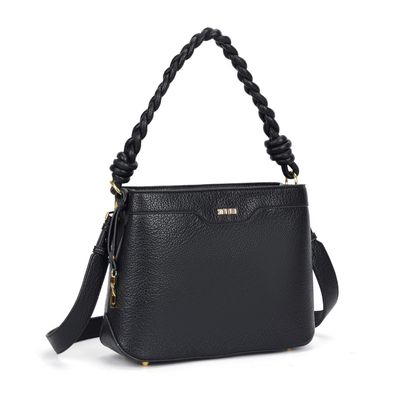 Bolsa Tiracolo Floater Preto Alça Trançada