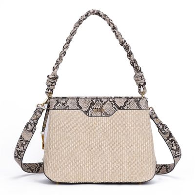 Bolsa Grande Tramado Estampa Animal Print Cobra Alça Dupla