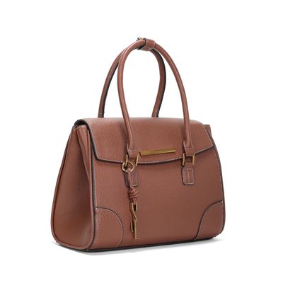 Bolsa Tote Floater Marrom Safari Pespontos Alça De Mão