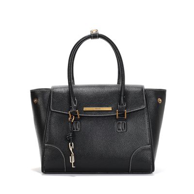 Bolsa Tote Floater Preta Pespontos Alça De Mão