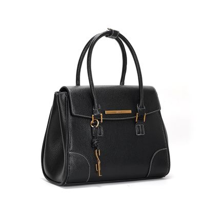 Bolsa Tote Floater Preta Pespontos Alça De Mão