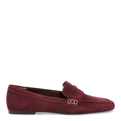 Mocassim Couro Camurção Vermelho Merlot