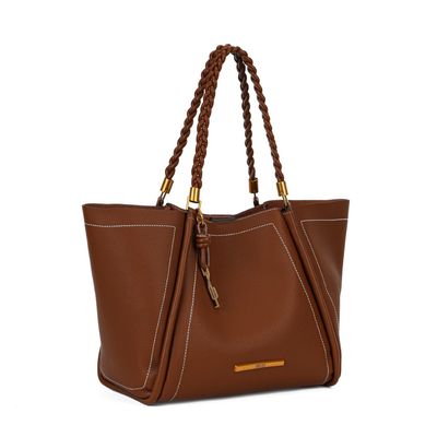Kit Bolsa shopper pespontos e necessaire marrom safari floater