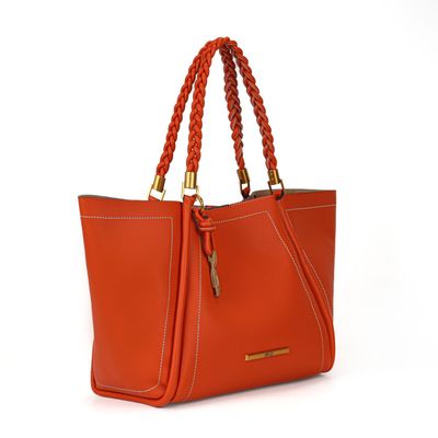 Kit Bolsa shopper pespontos e necessaire laranja caju floater