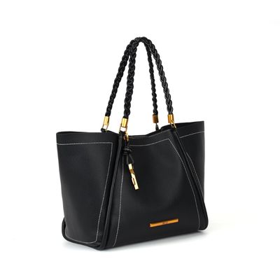 Kit Bolsa shopper pespontos e necessaire preta floater