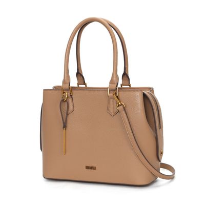 Bolsa Tote Bege Amêndoa Quadrada Alça Transversal Removível