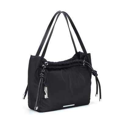 Bolsa shopper nylon preta alça de ombro
