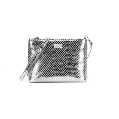 Bolsa Clutch Prata Metalizada Alça Transversal