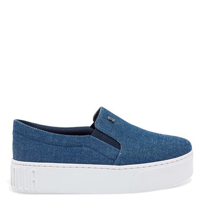 Tênis Slip On Jeans Azul Sola Alta