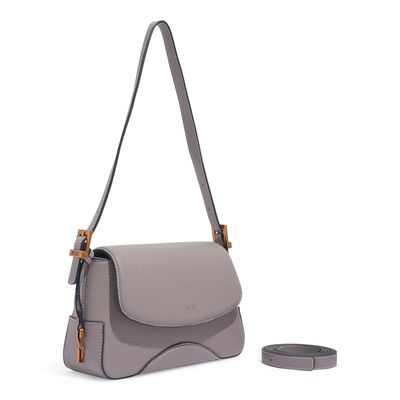 Bolsa Floater Média Cinza Alça De Ombro Pespontos