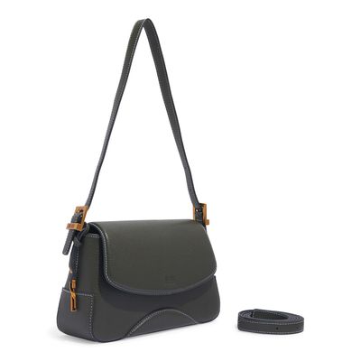 Bolsa Floater Média Verde Savana Alça De Ombro Pespontos