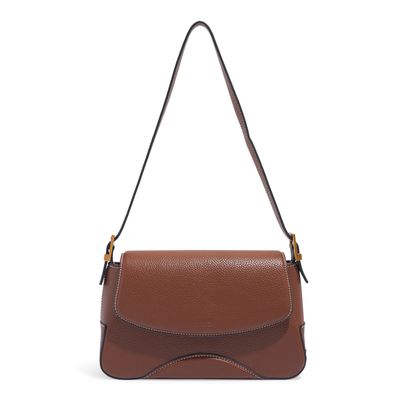 Bolsa Floater Média Marrom Alça De Ombro Pespontos