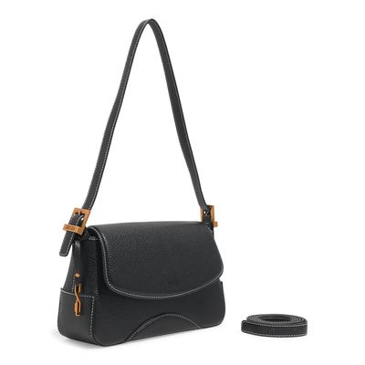 Bolsa Floater Média Preto Alça De Ombro Pespontos