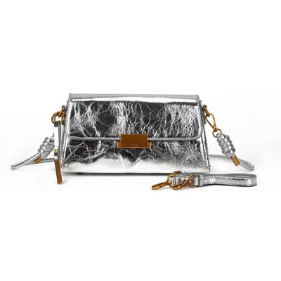 Bolsa Média Metalizada Crinkle Prata