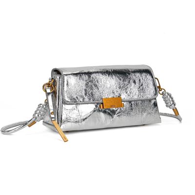Bolsa Média Metalizada Crinkle Prata