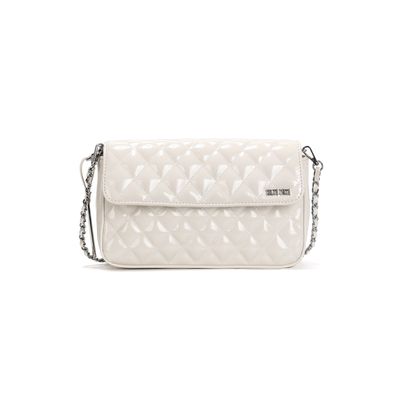 Bolsa Off White Verniz Glossy Matelassê Alça Transversal