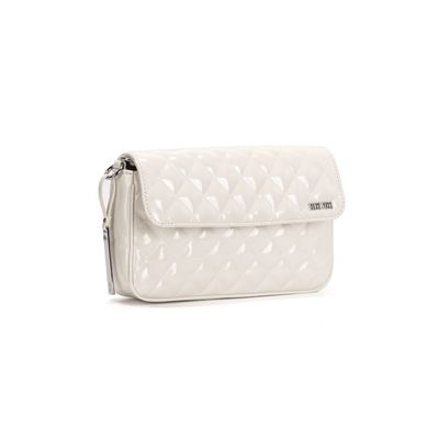 Bolsa Off White Verniz Glossy Matelassê Alça Transversal