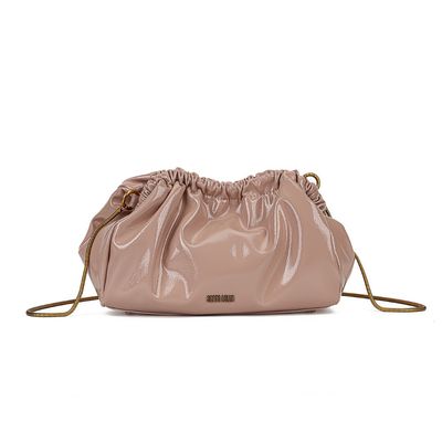 Bolsa Rosê Verniz Glossy Alça De Ombro Metalizada