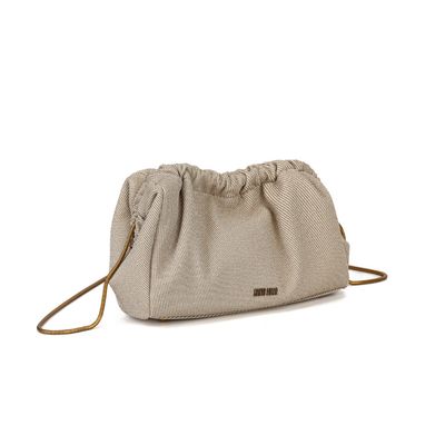 Bolsa Bege Canvas Alça De Ombro Metalizada