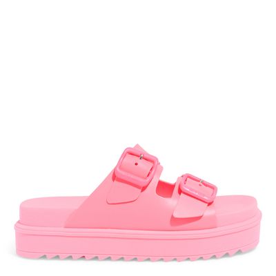 Papete Borracha Flatform Tiras Largas Rosa