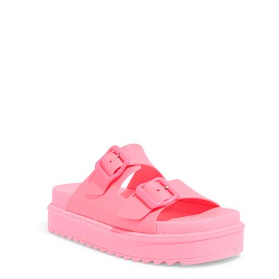 Papete Borracha Flatform Tiras Largas Rosa