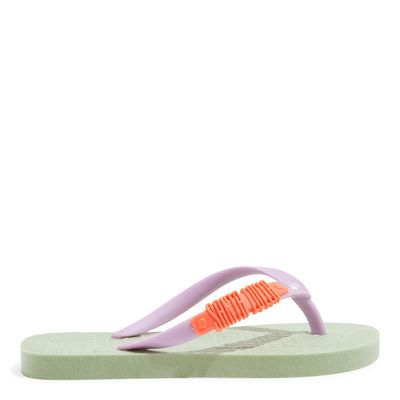 Chinelo Flip Flop Borracha Verde Tira Lilás