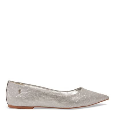 Sapatilha Shiny Lizard Prata Bico Fino