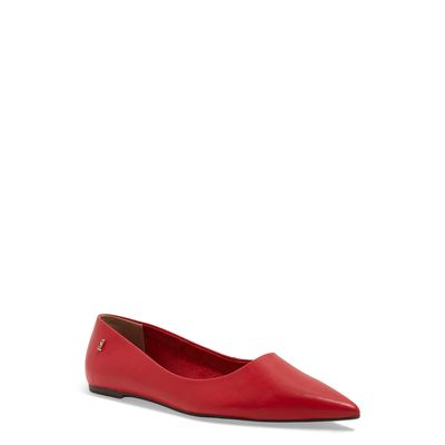 Sapatilha Couro Nobre Soft Bico Fino Vermelho