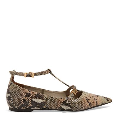 Sapatilha Couro New Snake print bico fino