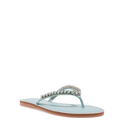 Rasteira Napa Soft Azul Tiras Pedrarias