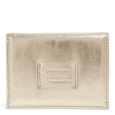 Porta Cartão Couro Metalizado Dourado