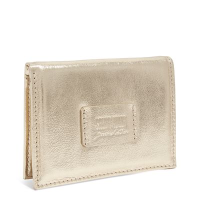 Porta Cartão Couro Metalizado Dourado