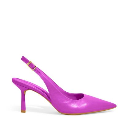 Scarpin Couro Pelica Soft Hot Pink Bico Fino
