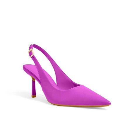 Scarpin Couro Pelica Soft Hot Pink Bico Fino