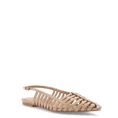 Sapatilha Slingback Bege Verniz Glossy