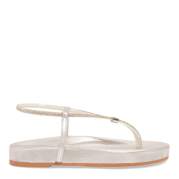 Sandália Papete Metalizada Prata