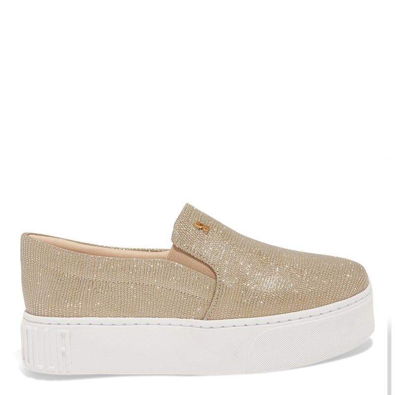 Tênis Slip On Flatform Dourado Shiny - Santa Lolla Tênis Slip On Flatform Dourado Shiny - Santa Lolla