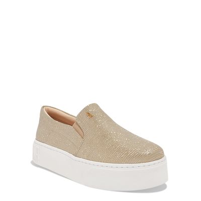 Tênis Slip On Flatform Dourado Shiny
