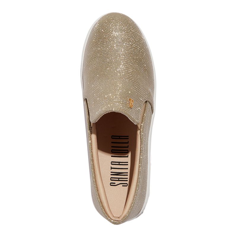 Tênis Slip On Flatform Dourado Shiny - Santa Lolla Tênis Slip On Flatform Dourado Shiny - Santa Lolla