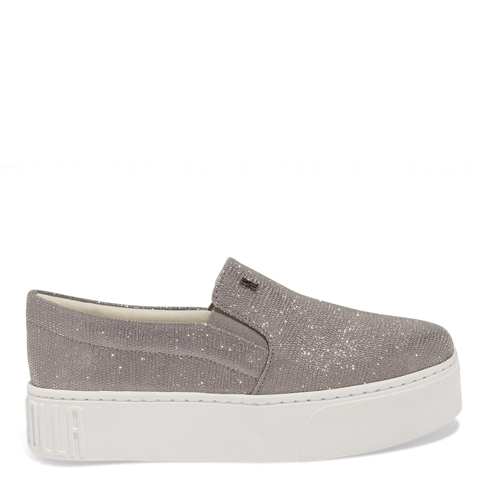 Tênis Slip On Flatform Cinza Grafite Shiny - Santa Lolla Tênis Slip On Flatform Cinza Grafite Shiny - Santa Lolla