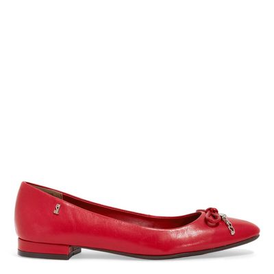 Sapatilha Couro Nobre Soft Vermelho Cherry Laço
