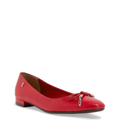 Sapatilha Couro Nobre Soft Vermelho Cherry Laço