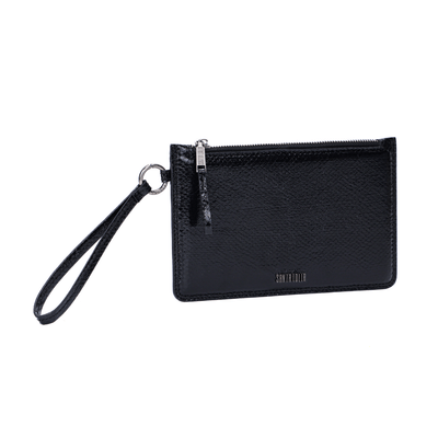 Clutch Preta Metalizada Alça De Mão