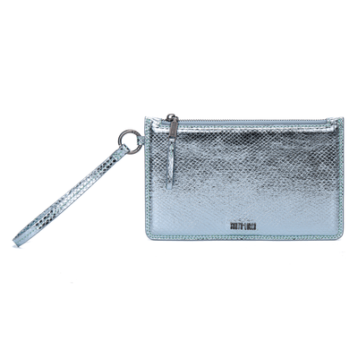 Clutch Azul Metalizada Alça De Mão