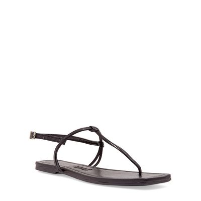 Rasteira Napa Santorine Bico Quadrado Preta